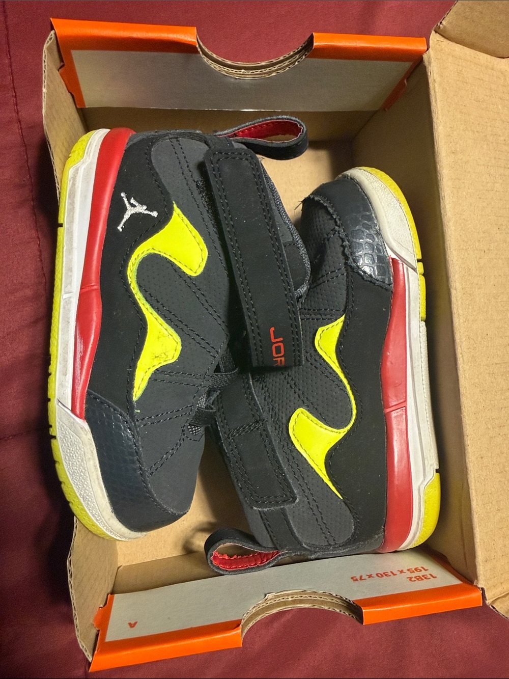 Jordan Kids Black, Yellow & Red Velcro Sneakers
